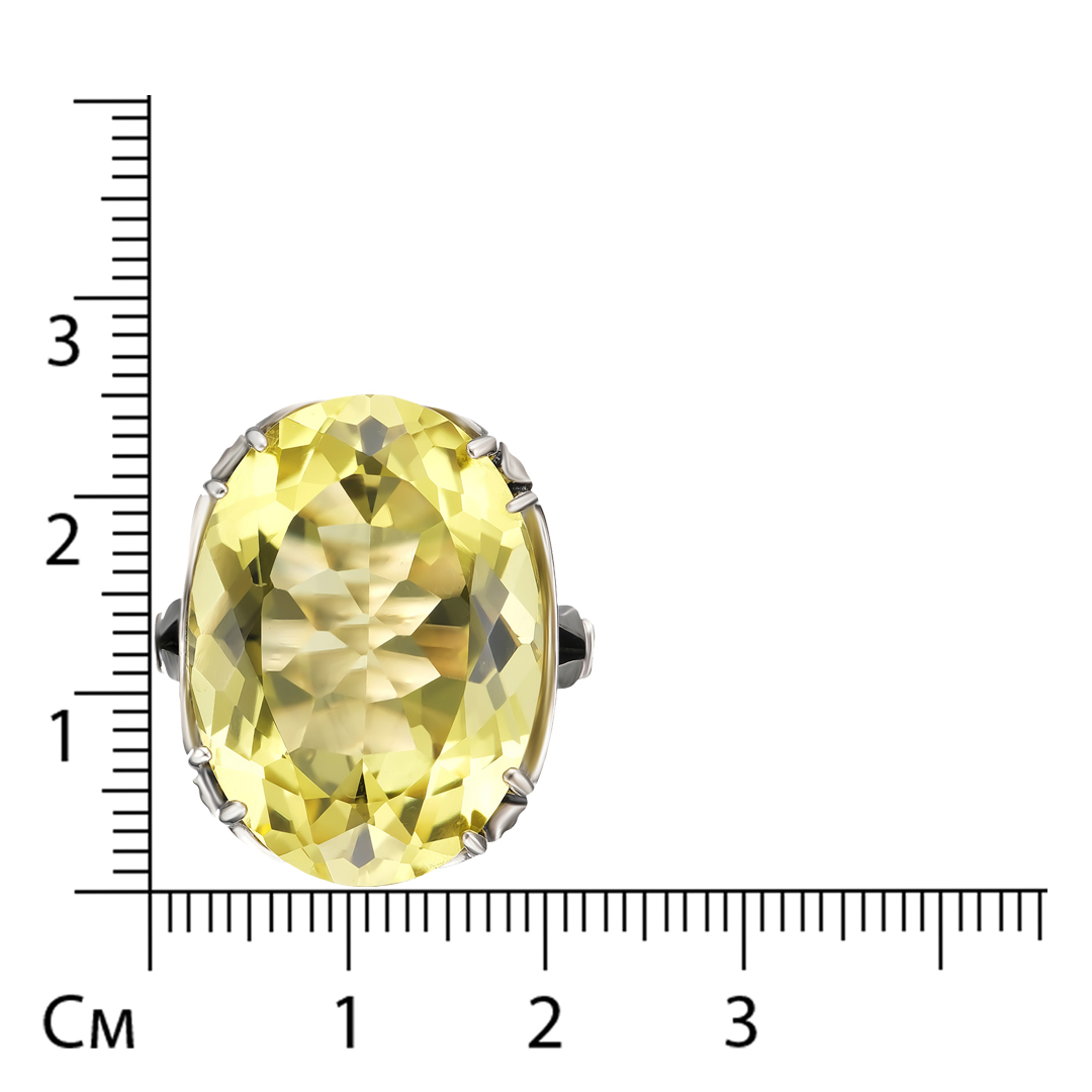 Серебряное кольцо 925 пробы; оксидирование; вставки 1 Лимонный кварц;